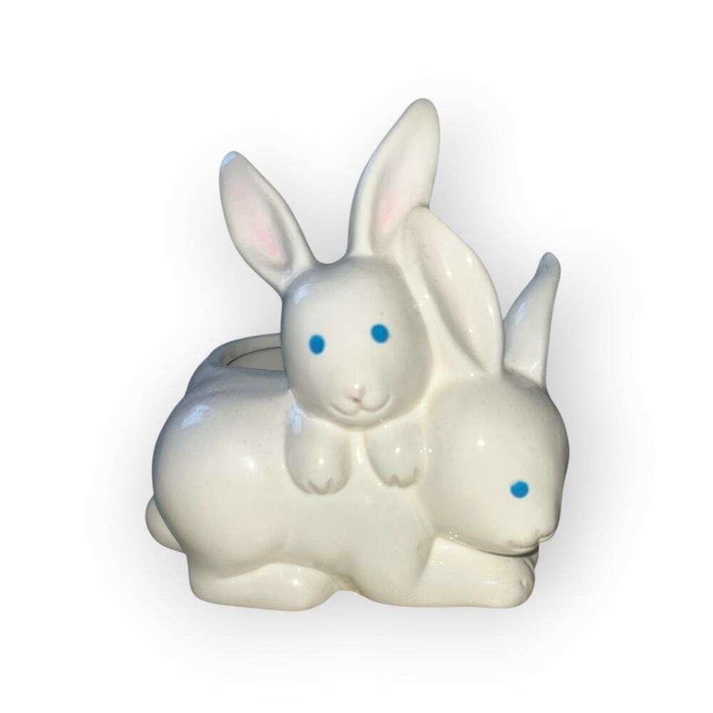 Vintage Ceramic Easter Bunny Planter, Easter Home Decor | 1980s | euc